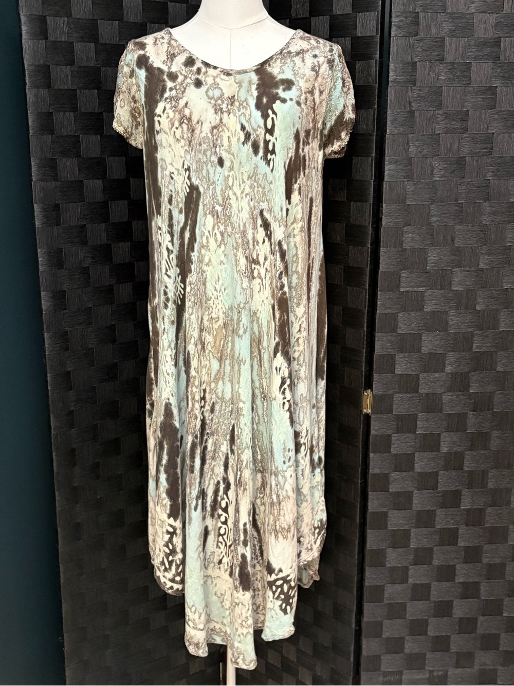Advance Apparels Black Mint Tie Dye Trapeze Flowy Boho Beach Dress